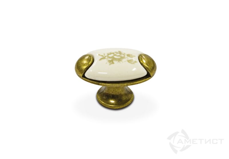 Ручки мебельные Ручка-кнопка 289 замак/керамика ант.бронза RH289J.023BA34