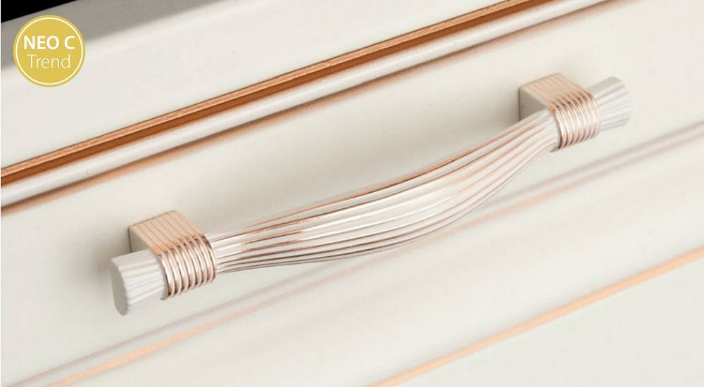 Ручки мебельные Ручка мебельная 194 м.ц 128мм замак белый глянец с золотом RQ194Z.128WG