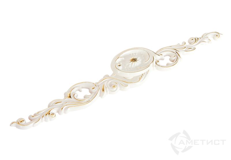 Ручки мебельные Ручка-кнопка RZE 192 на декор.площадке L160мм замак белый глянец с золотом RZE192Z.160WG