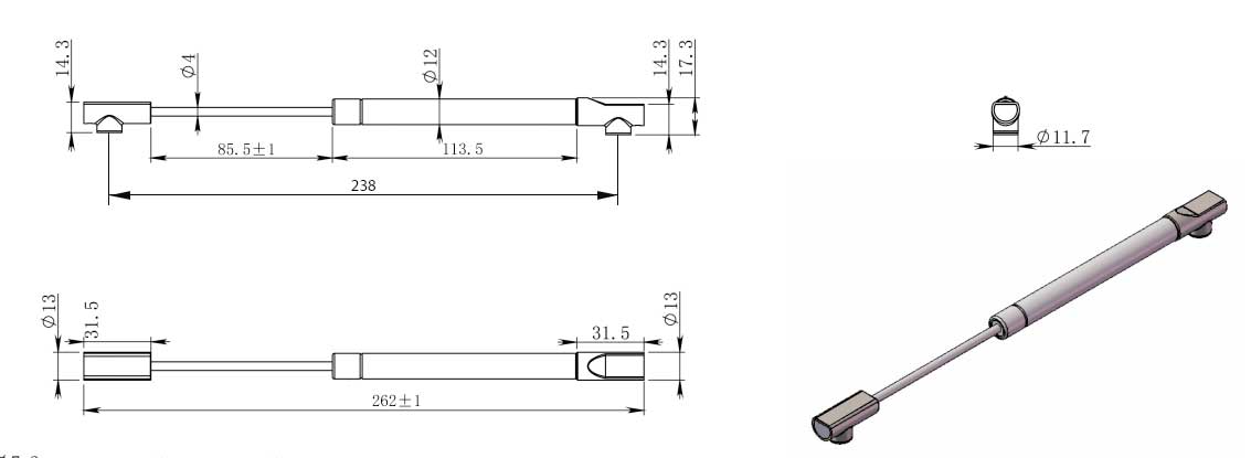Газлифты и подъемные механизмы Газовый лифт 112 белый грузоподъемность 100N M112A.100WT