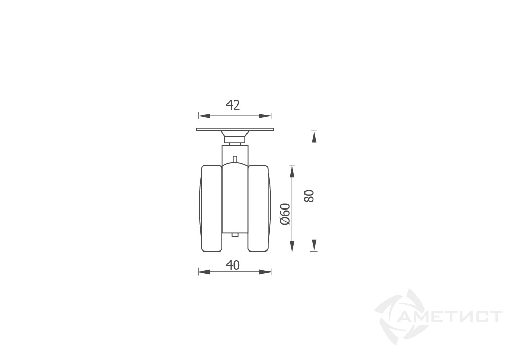 Опоры Опора колесная декоративная 340 D60мм без тормоза FR340A.060GR
