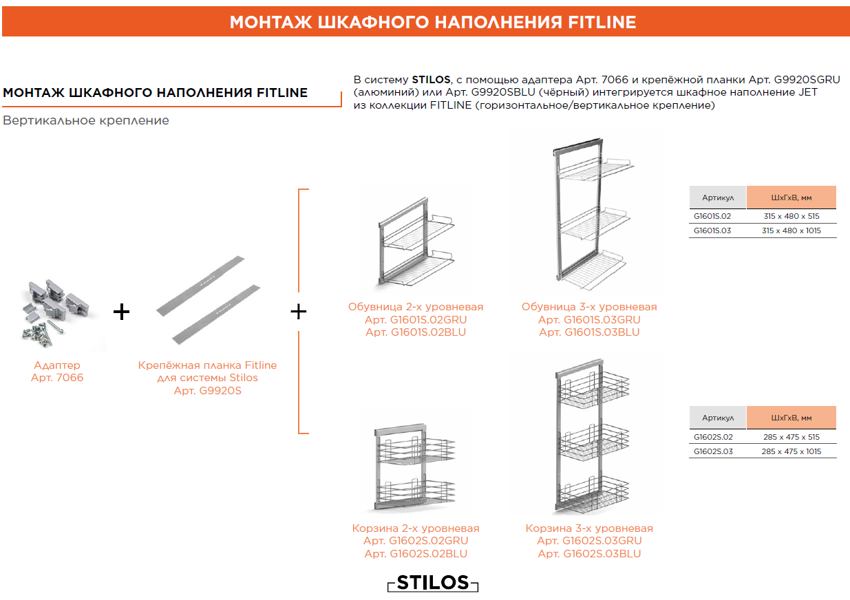 Стеллажная система STILOS Крепежная планка Fitline для системы Stilos цв.черный G9920SBLU