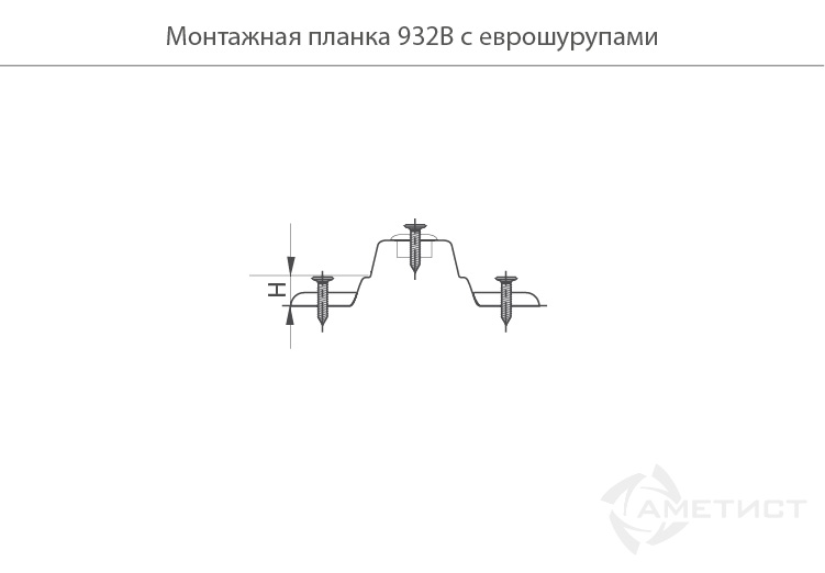 Петли мебельные Монтажная планка петли 932 H0мм с еврошурупами HR932B.020NI