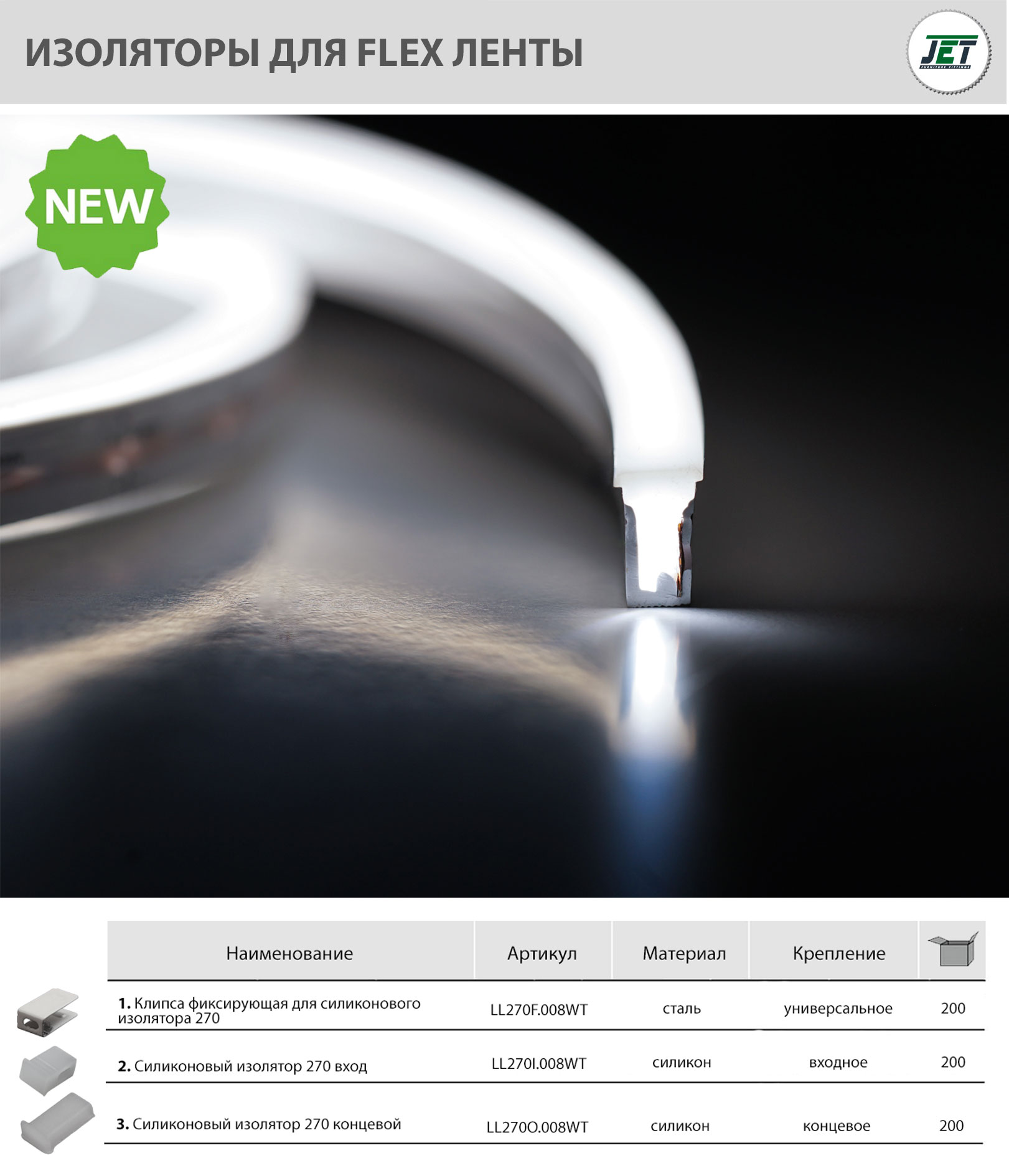 Мебельные светильники Клипса фиксирующая для силиконового изолятора 270 LL270F.008WT