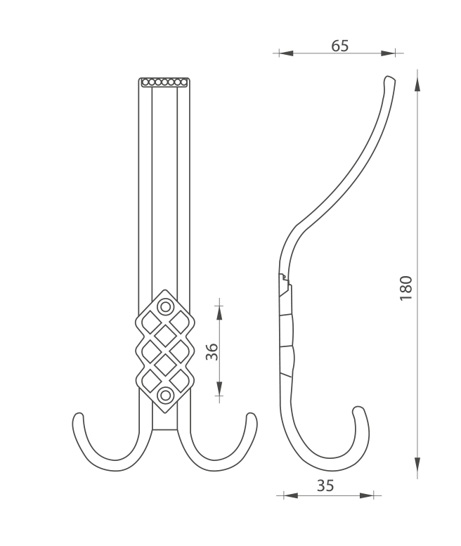 Крючки Крючок мебельный 584 замак ант.бронза трехрожковый RS584Z.000BA