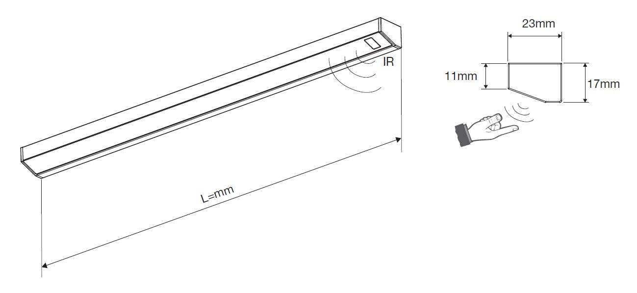 Мебельные светильники Светильник SIENA LIGHT с ИК L=847mm 8,2W 12V IP44 с креплениями 23800021200CN