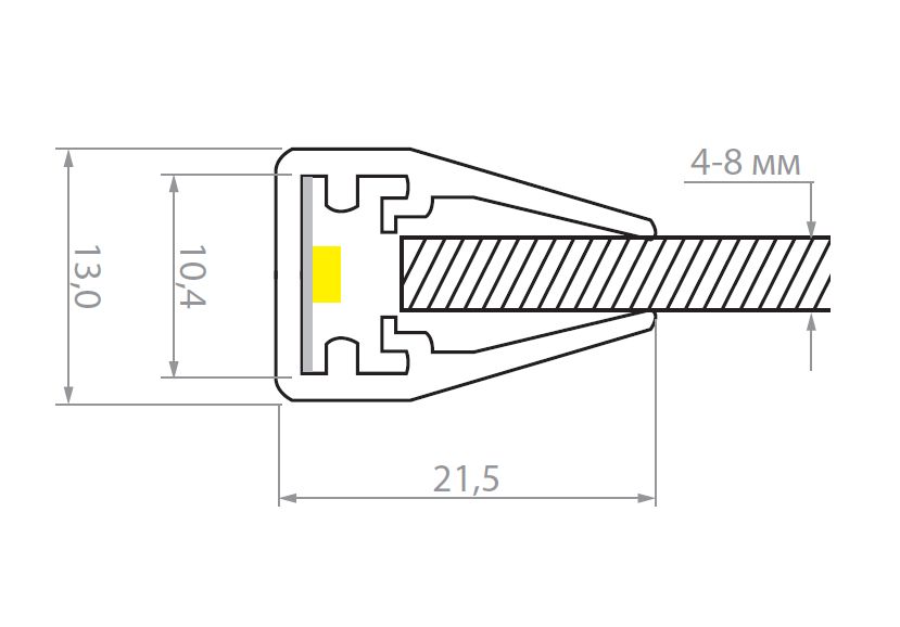 Мебельные светильники Профиль клипса 308 для LED пластик 2000x21,5x13мм LL308P.200WT