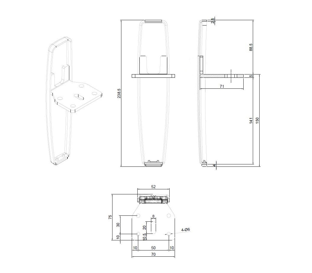 Опоры Опора для мебели MetalLine 920 H150-240мм Сталь Брашированное золото (DH) F920S.240BGDH