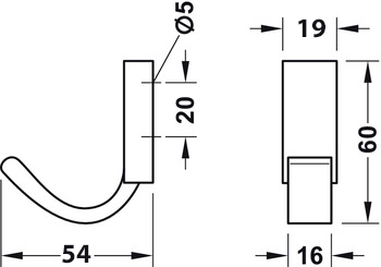 Крючки Крючок мебельный 235 однорожковый латте грей C235Z.001LG
