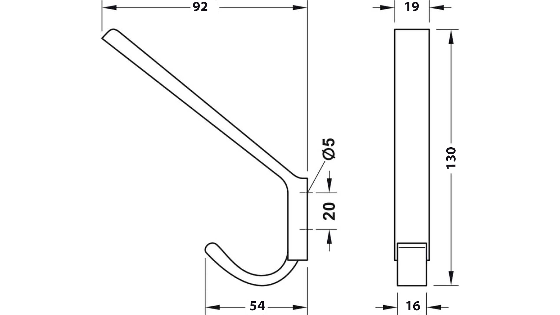 Крючки Крючок мебельный 236 двухрожковый золото (орео) C236Z.002OG